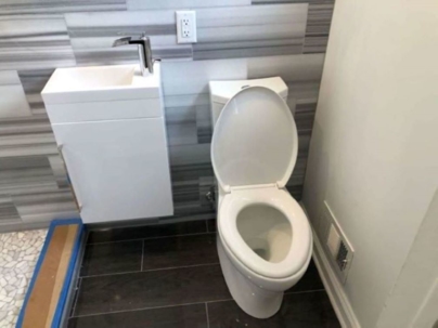 newly installed sink and toilet
